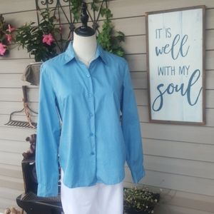 LEMON GRASS ♡ Beautiful Vintage Multi Blue Mini Checkered Button Down Top S